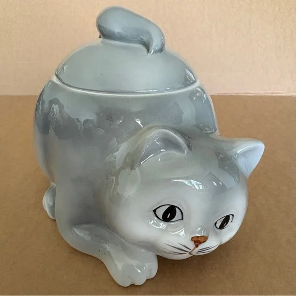 Vintage 1980 Hand painted Otagiri Cat Cookie Jar Made in Japan Kitty Cookie Jar - Picture 6 of 15